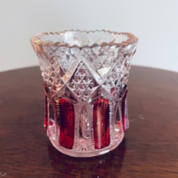 Vintage Ruby Red Glass Toothpick Holder, Vintage Pressed Glass, Vintage Glass - Picture 1 of 4